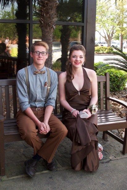 Outside Johnny Carino's before dinner.